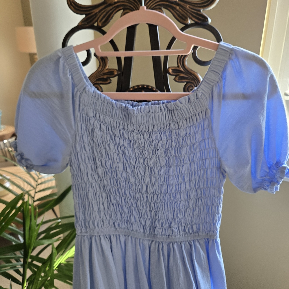 Shein Lune Light Blue Smocked Bodice Dress - Picture 7 of 9